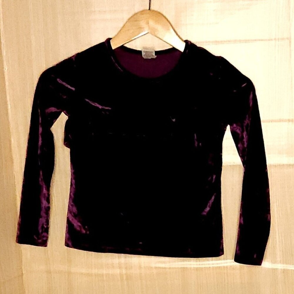 Arizona Girls Purple Velvet Long Sleeve Knit Top 7-8